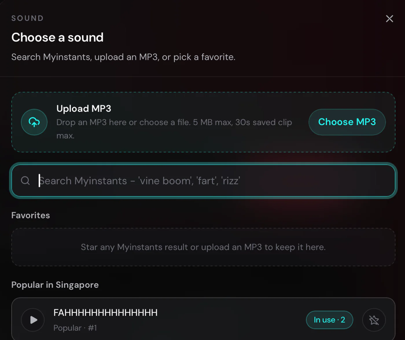 Cari efek bunyi atau muat naik MP3 dalam TTLiveConnect