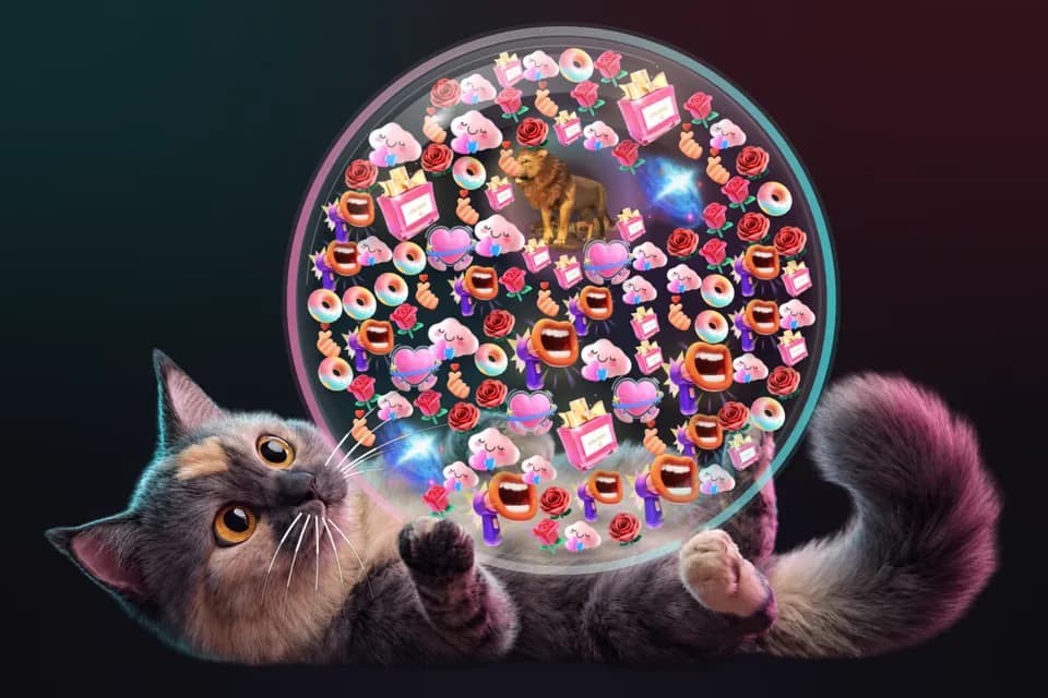 overlay Cat Ball: แมวกอดลูกบอลแก้วที่เต็มไปด้วยของขวัญ